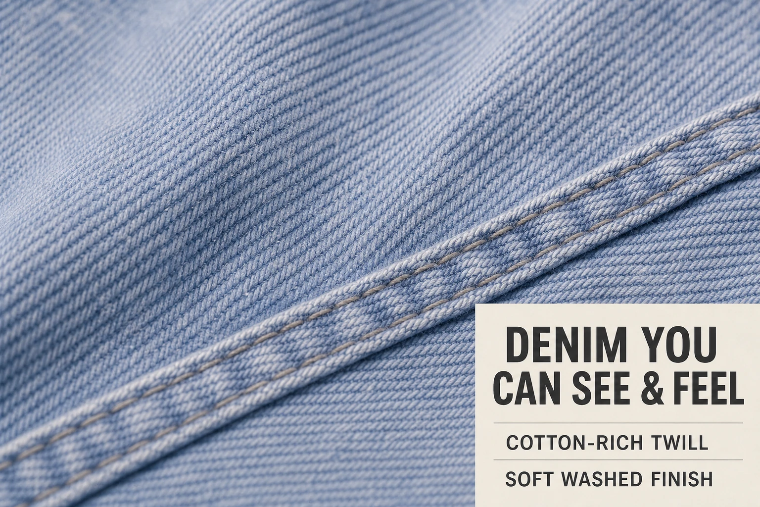 Cotton-rich denim twill weave detail