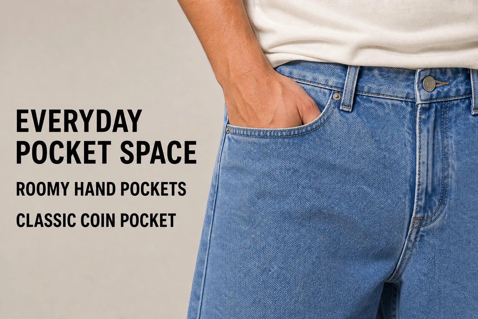 Front hand pocket and coin pocket detail