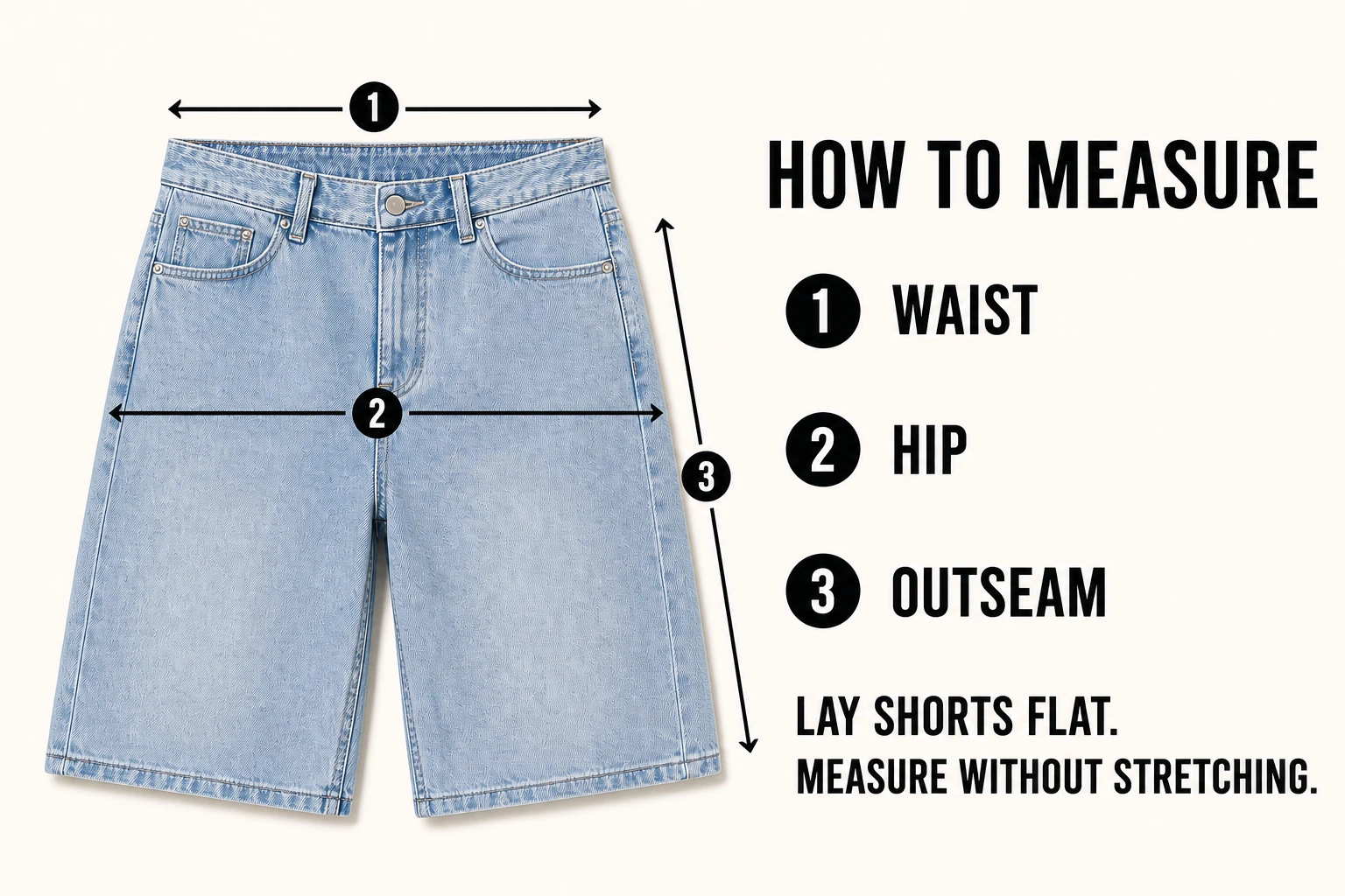 How to measure waist hip and shorts length