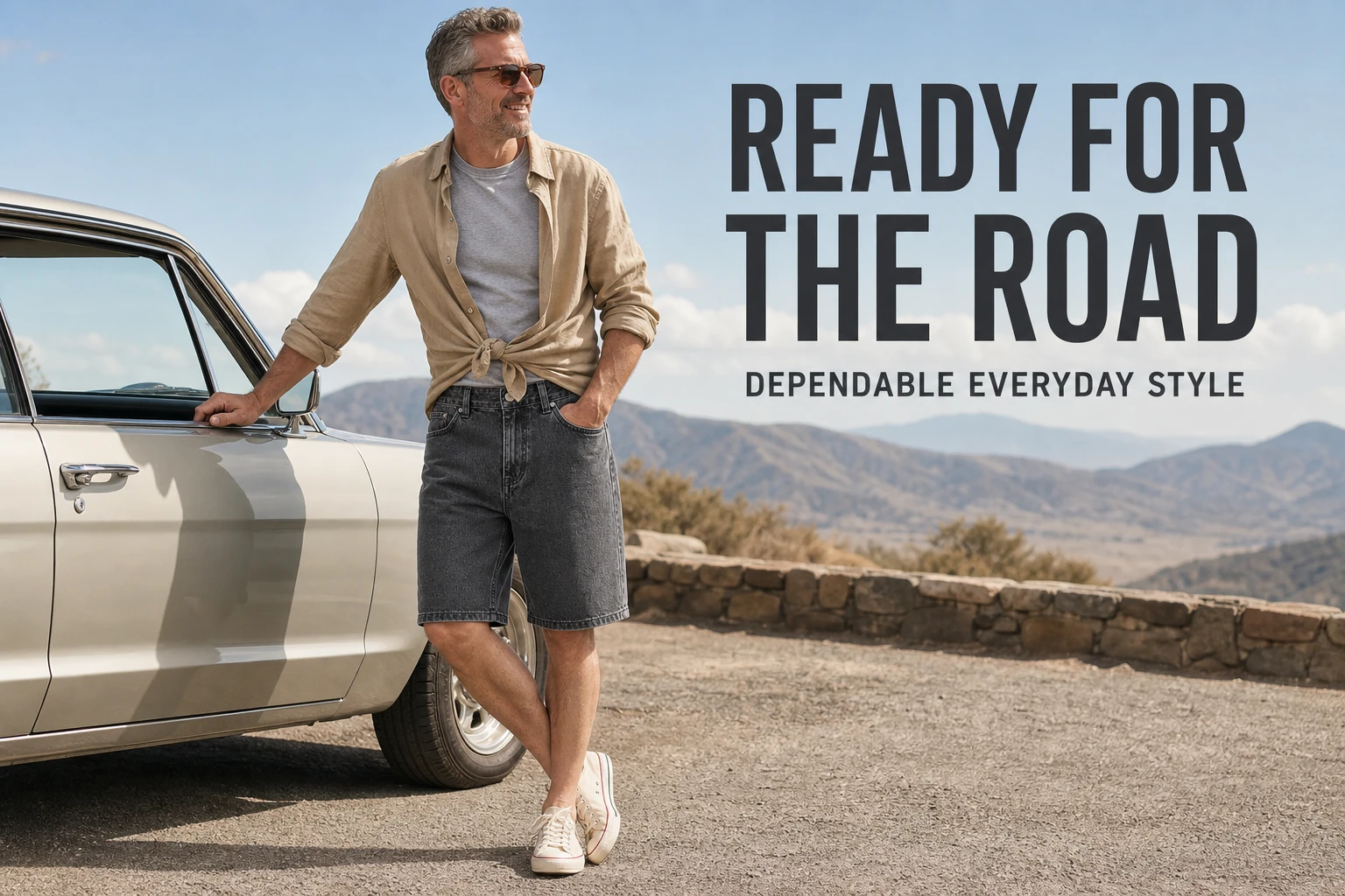 Charcoal Gray denim shorts for road trips
