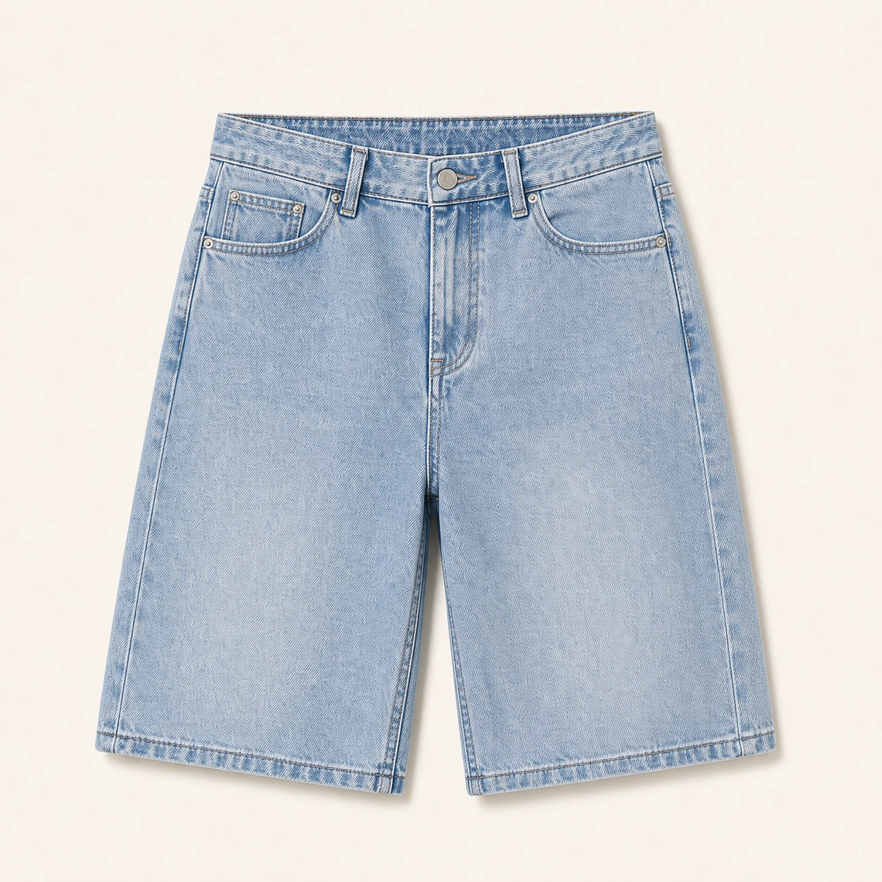 Light Wash men's knee-length denim shorts