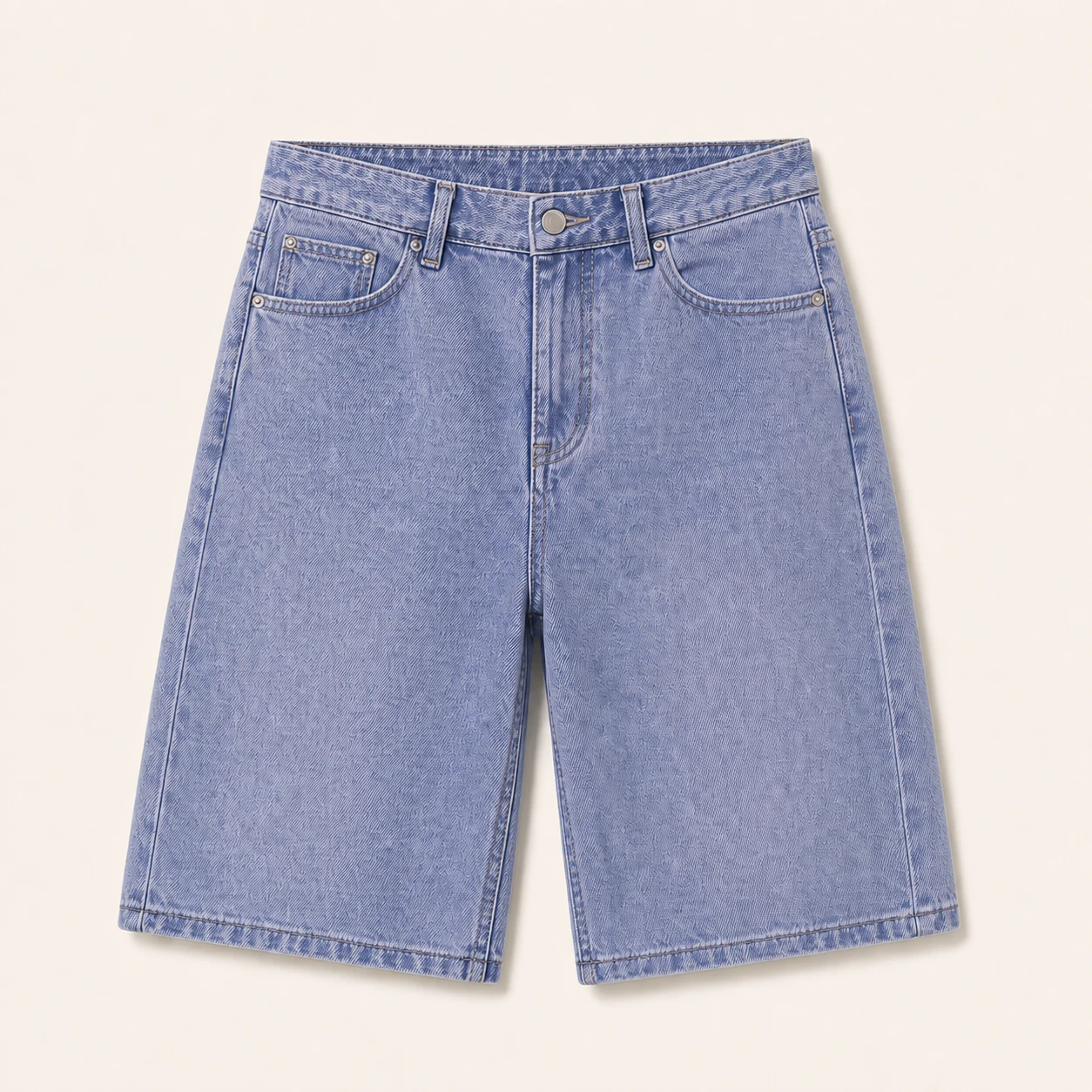 Dusty Blue men's knee-length denim shorts