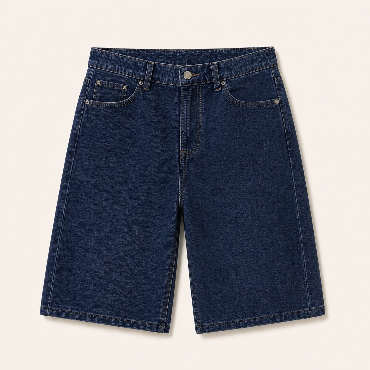 Dark Indigo men's knee-length denim shorts