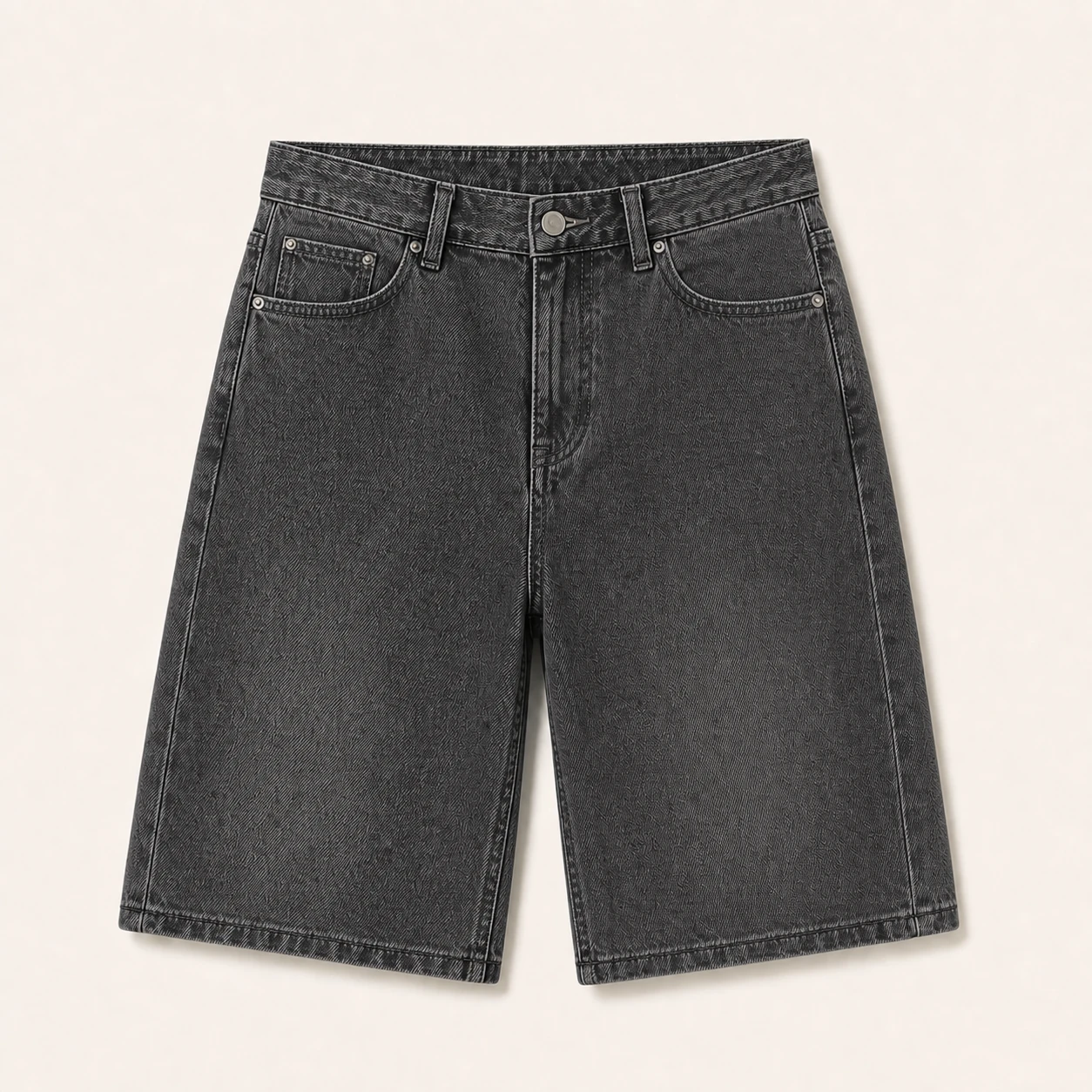 Charcoal Gray men's knee-length denim shorts