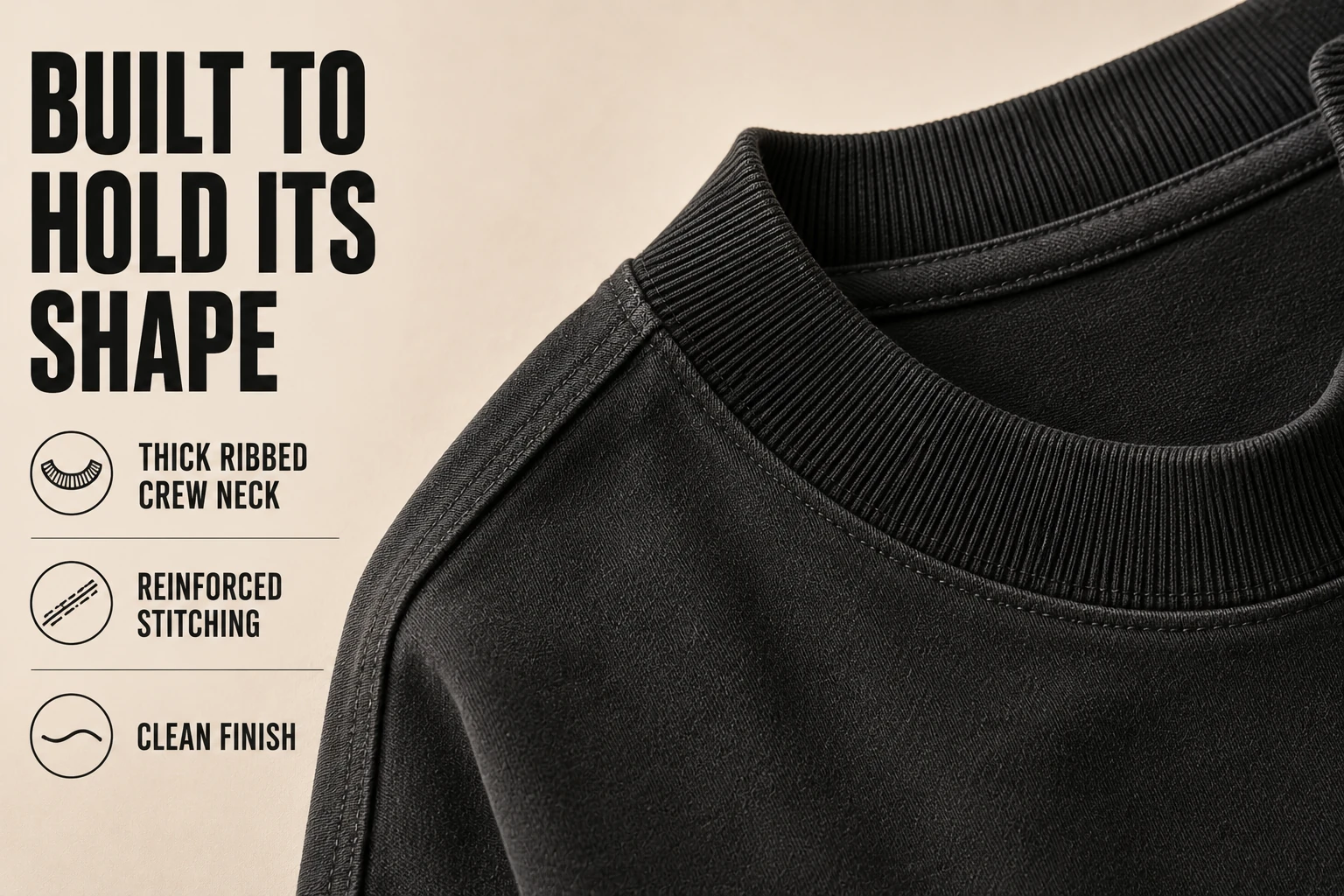 Reinforced crew-neck collar construction