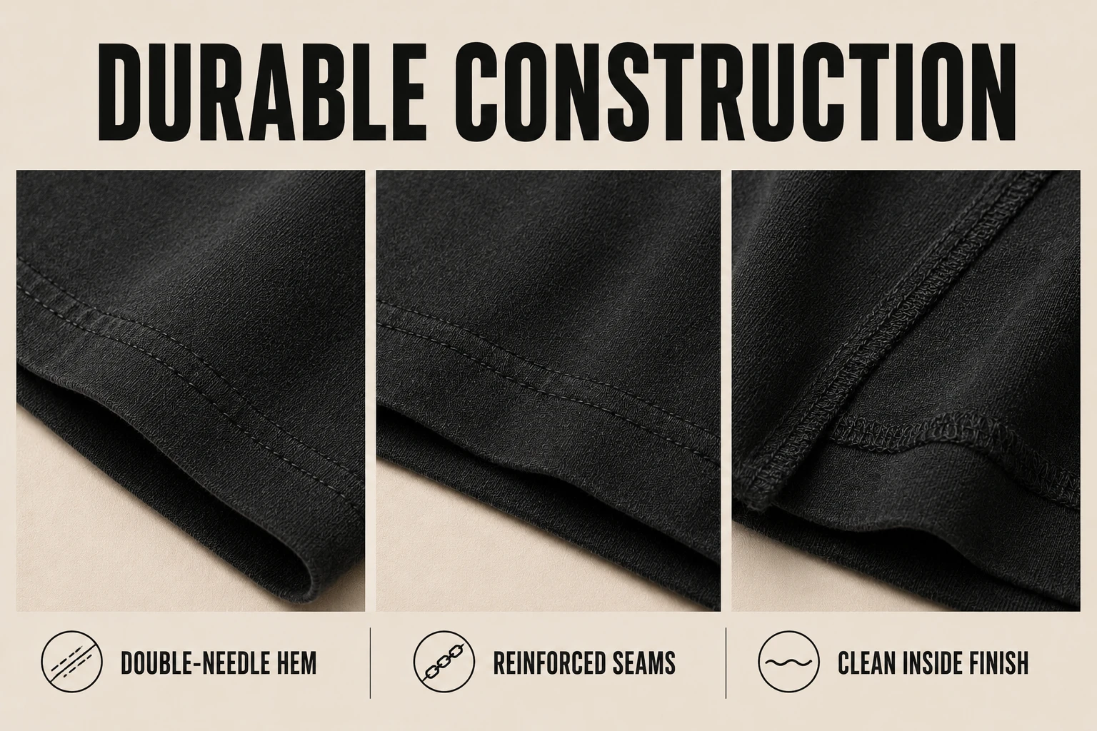 Clean stitching and durable hem workmanship