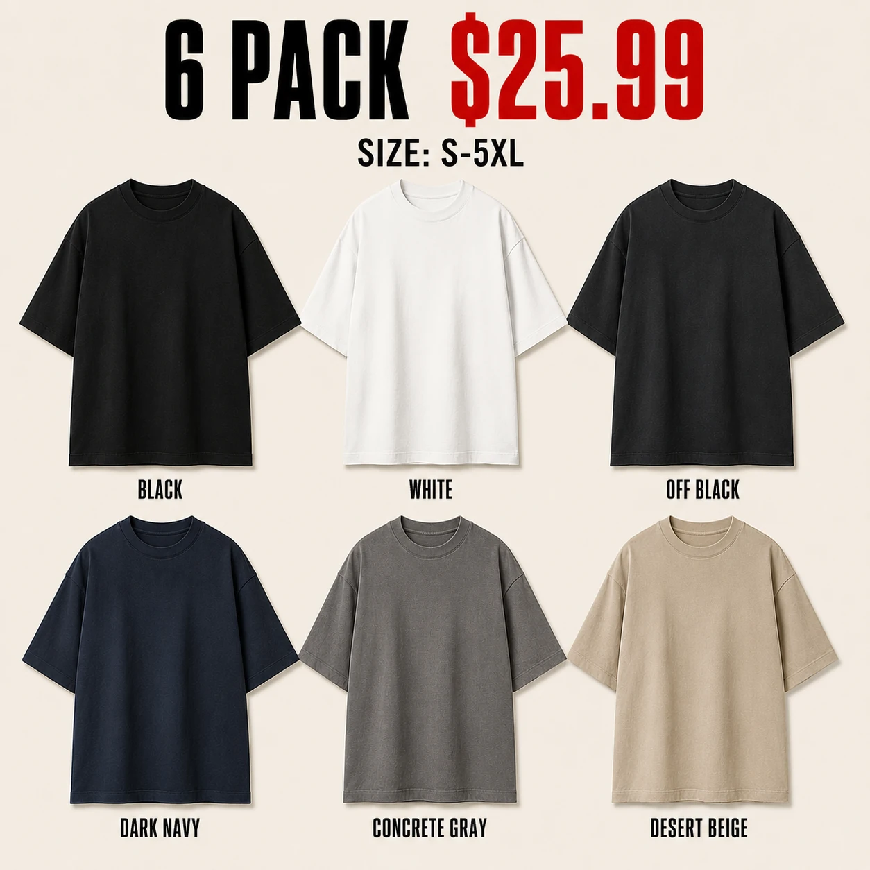 Six-pack T-shirt color mix A