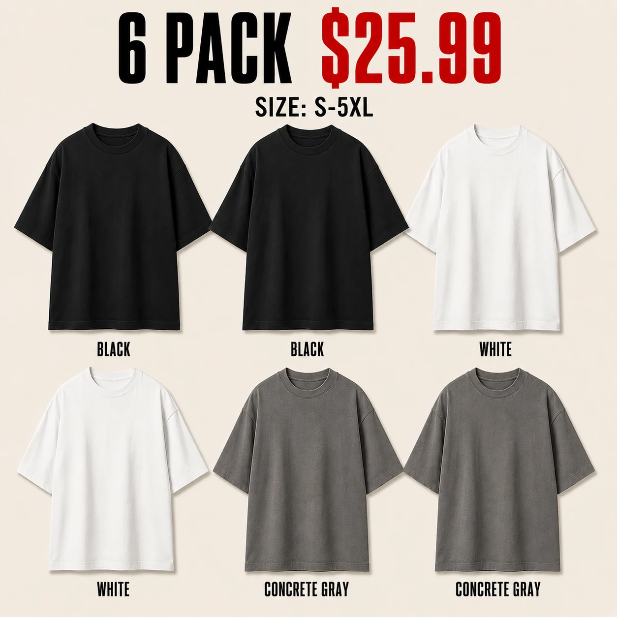 Six-pack T-shirt color mix B