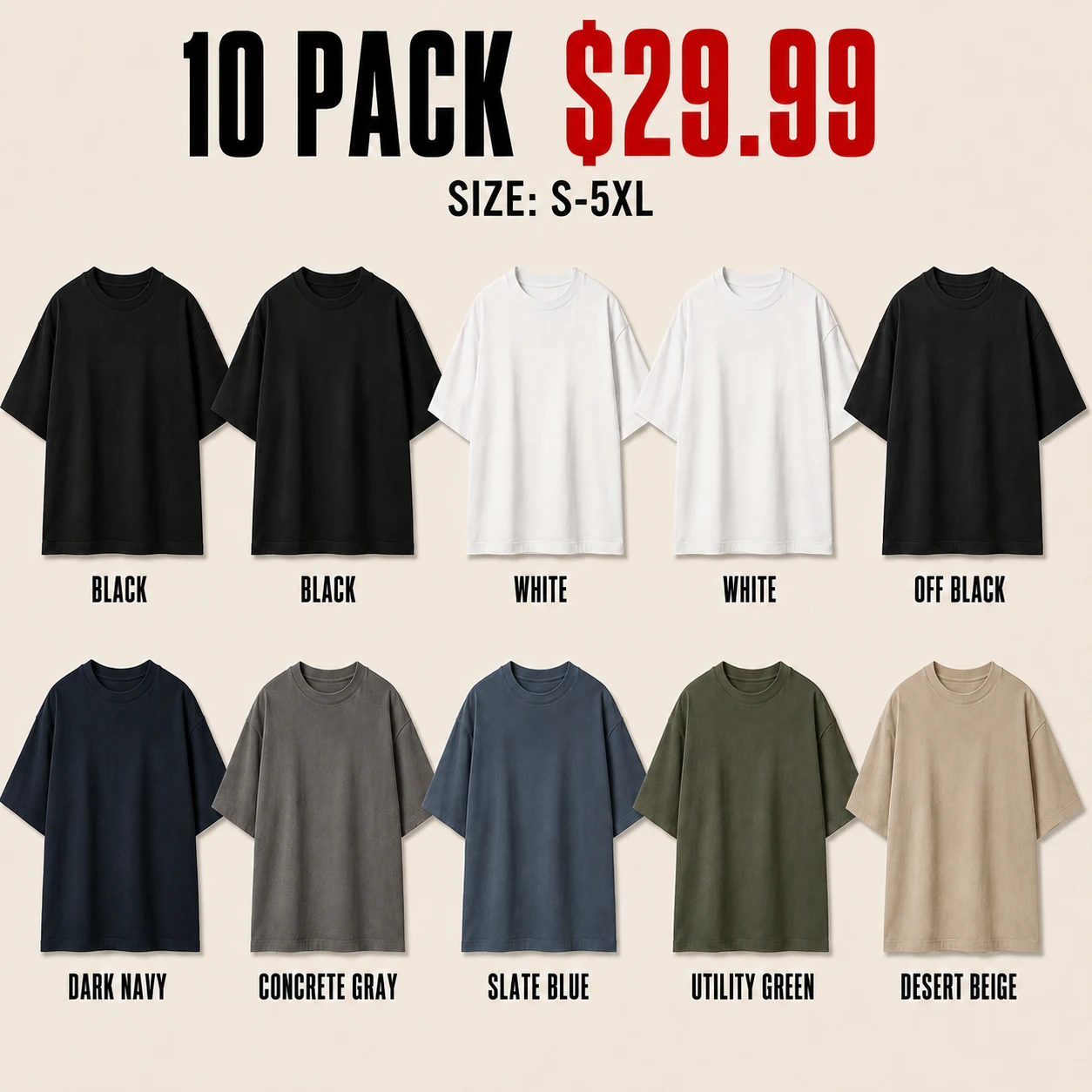 Ten-pack T-shirt color mix A