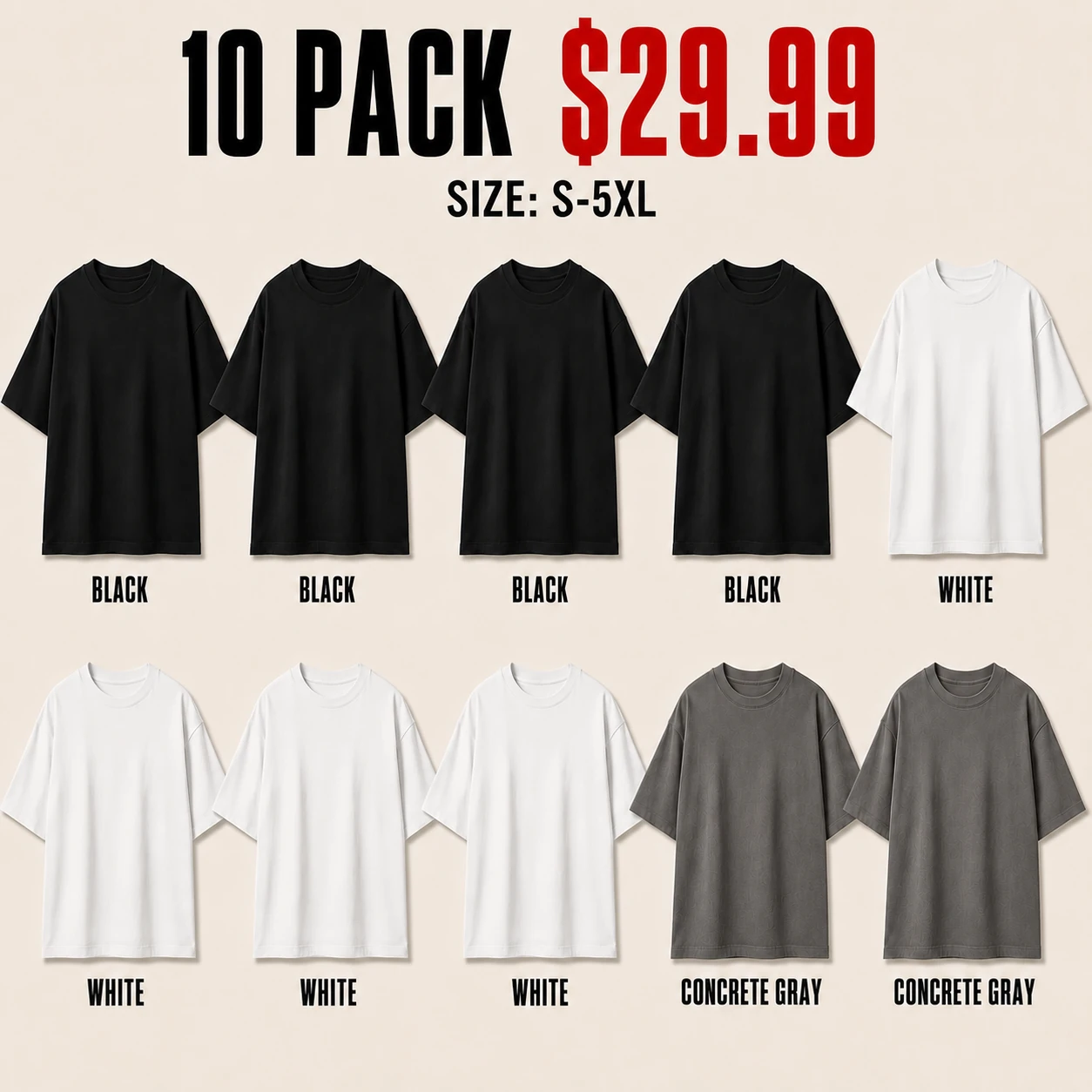 Ten-pack T-shirt color mix B