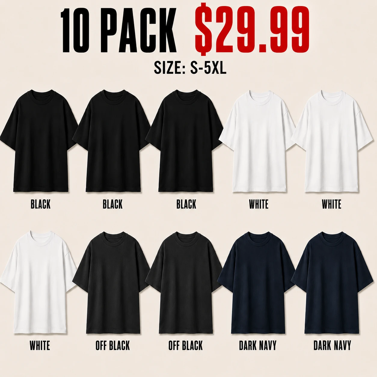 Ten-pack T-shirt color mix C