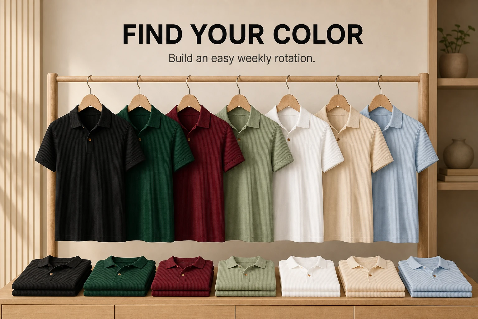 Choose from seven jacquard knit polo shirt colors