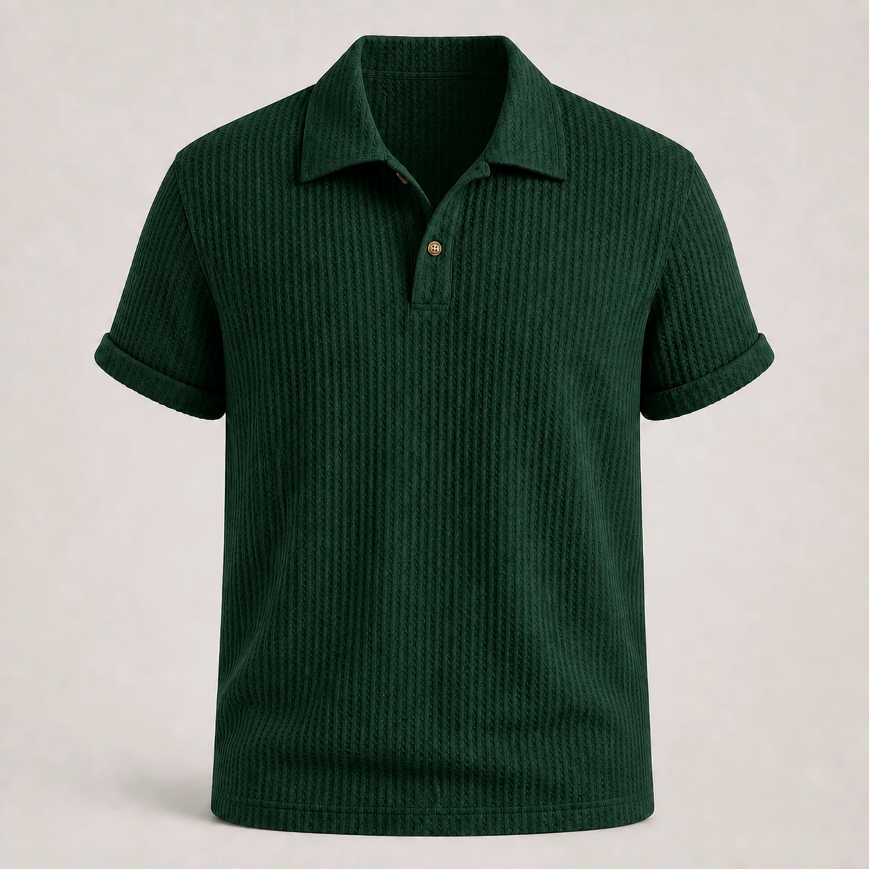 Dark Green jacquard knit polo shirt