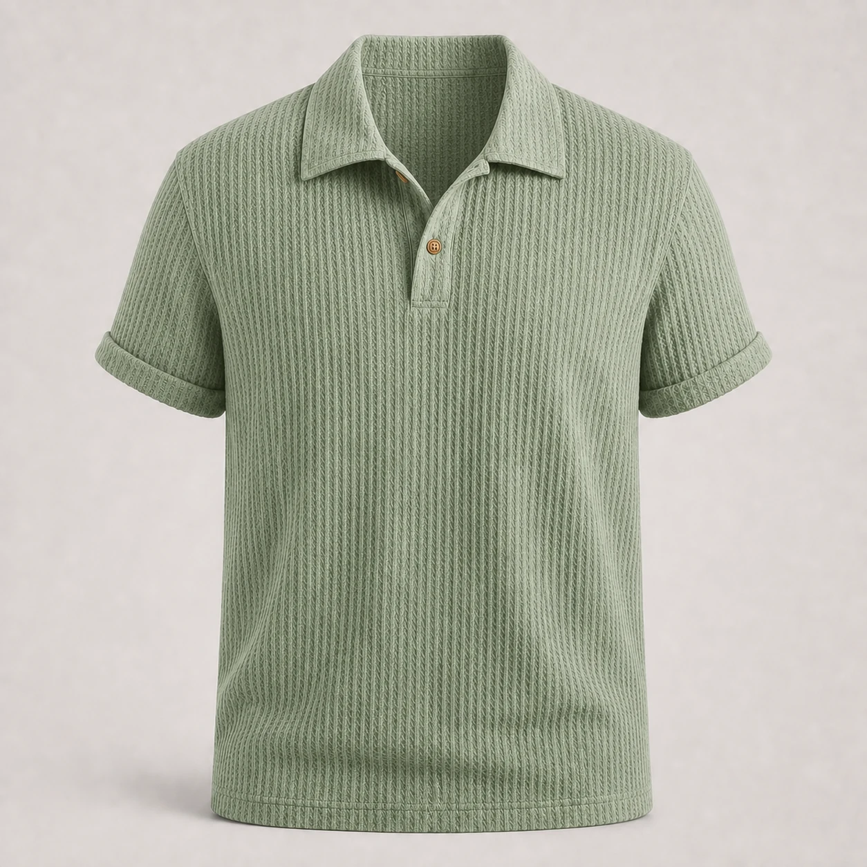 Sage Green jacquard knit polo shirt
