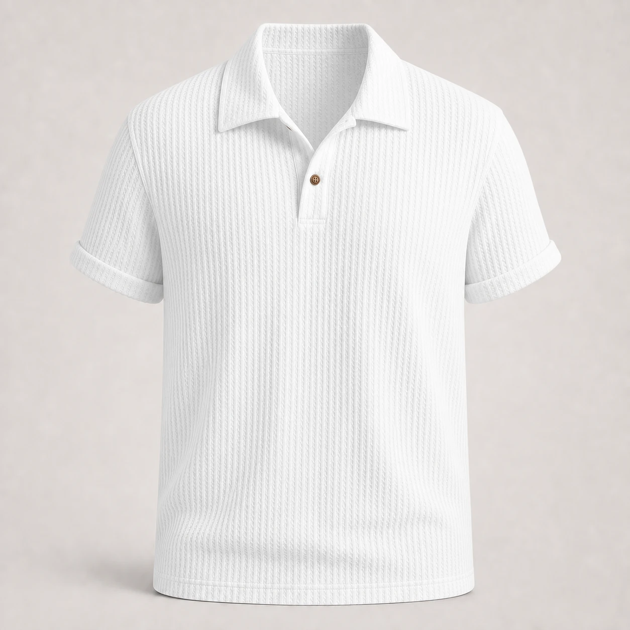 White jacquard knit polo shirt