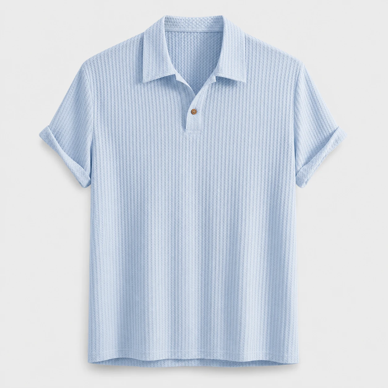 Light Blue jacquard knit polo shirt