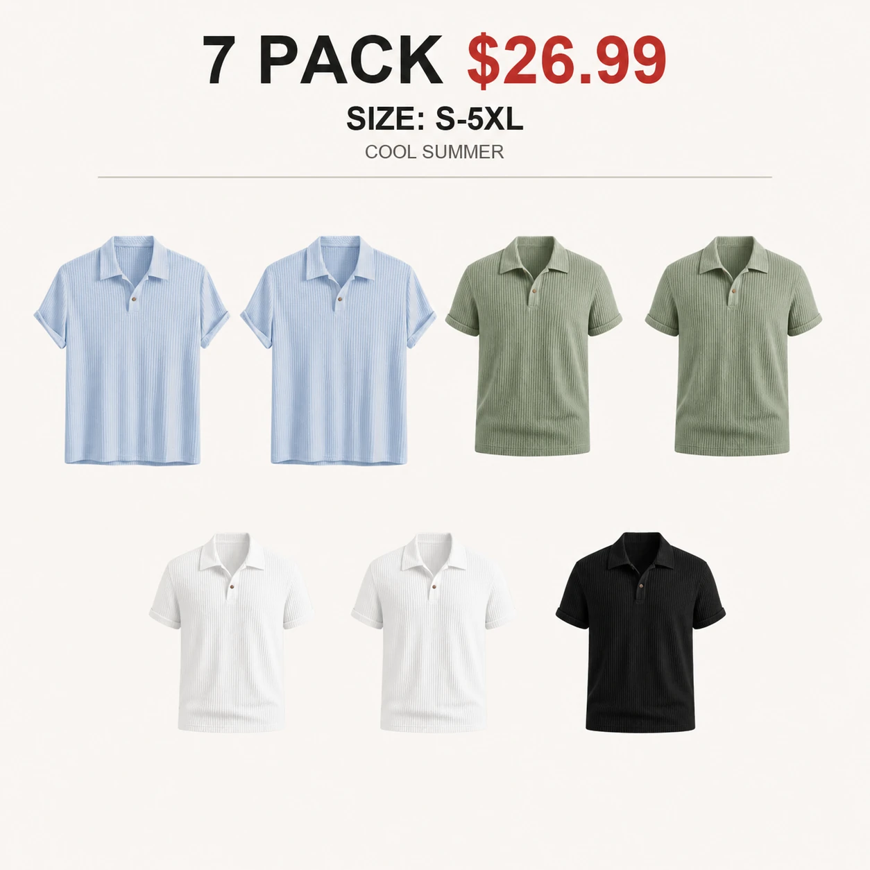 Seven-pack Cool Summer polo shirt mix