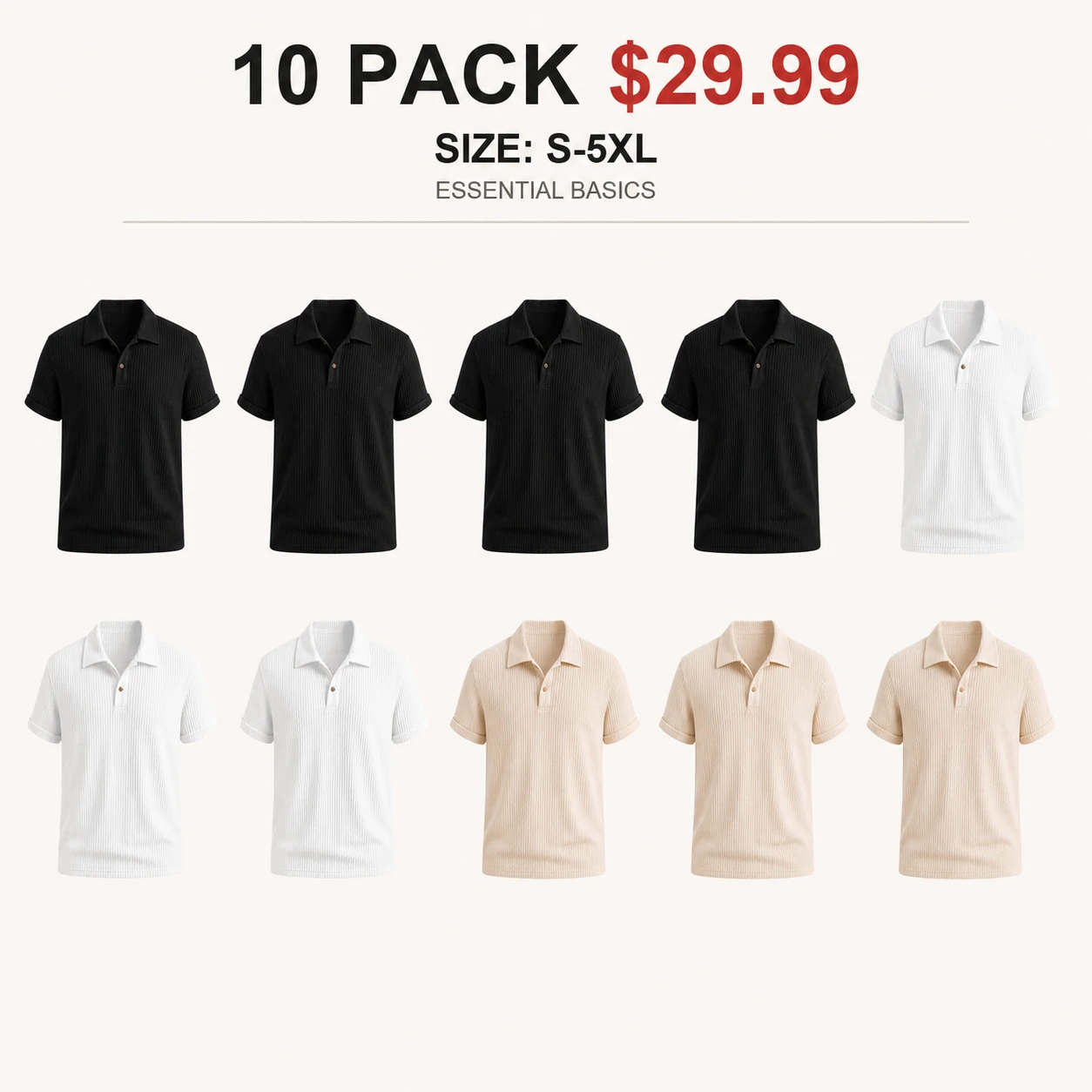 Ten-pack Essential Basics polo shirt mix