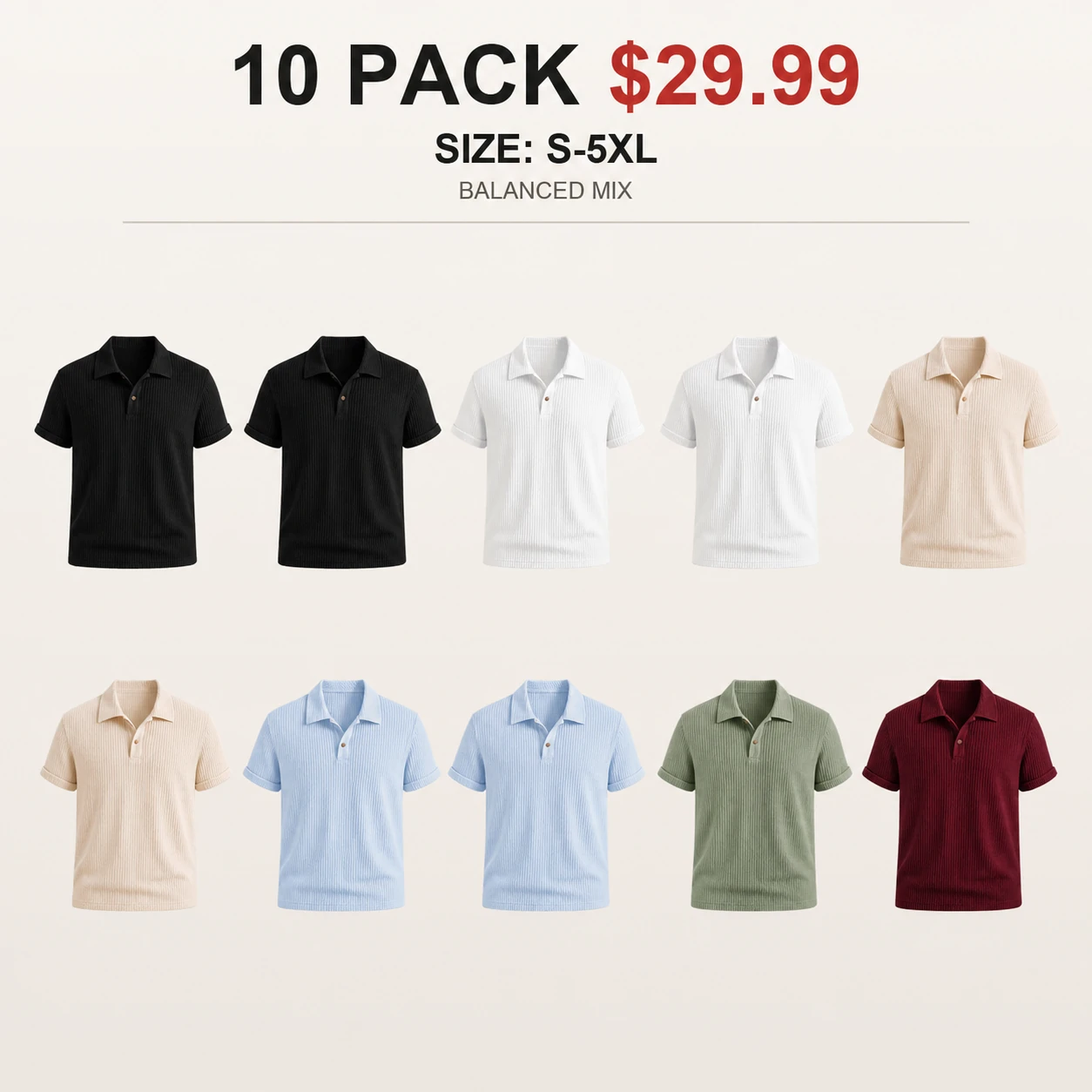 Ten-pack Balanced Mix polo shirt mix