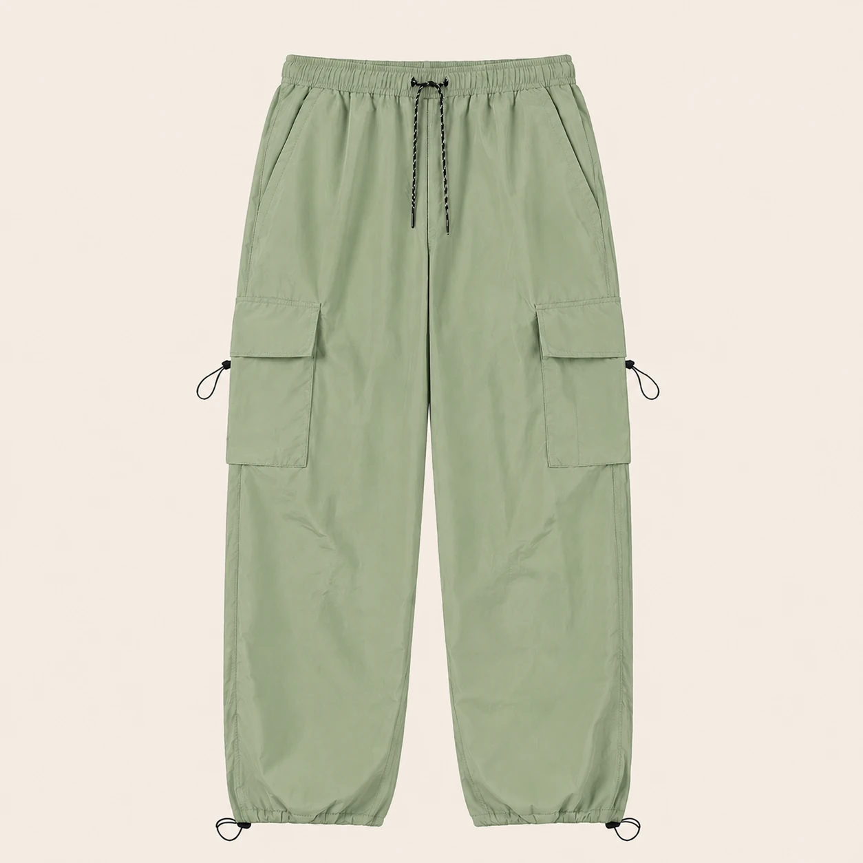 Celadon parachute cargo pants