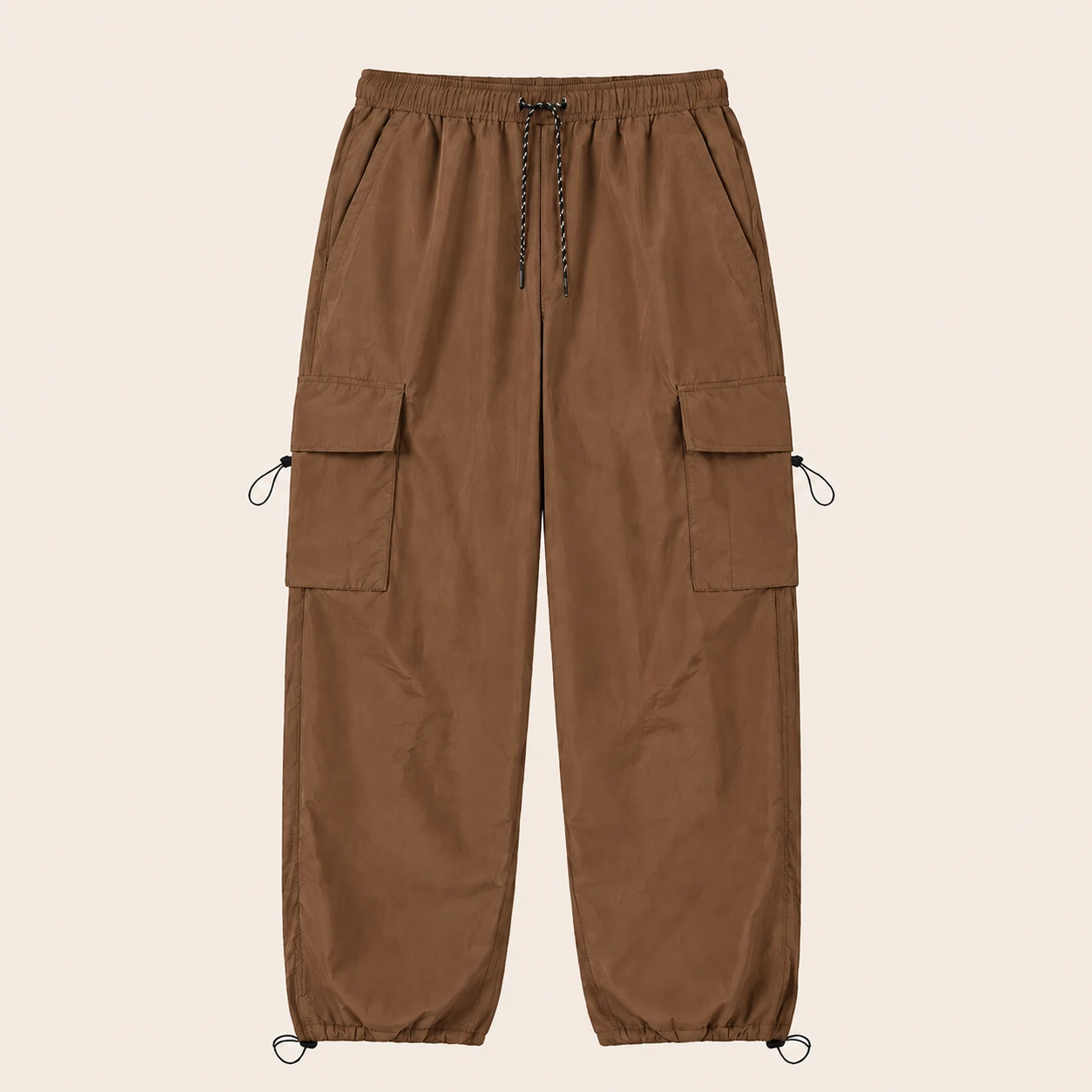 Coffee parachute cargo pants