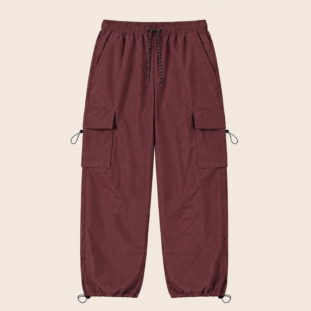 Marsala parachute cargo pants