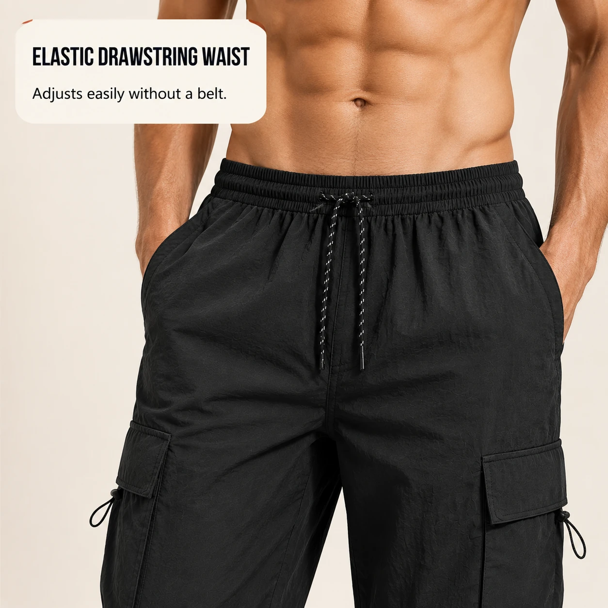 Elastic drawstring waist detail