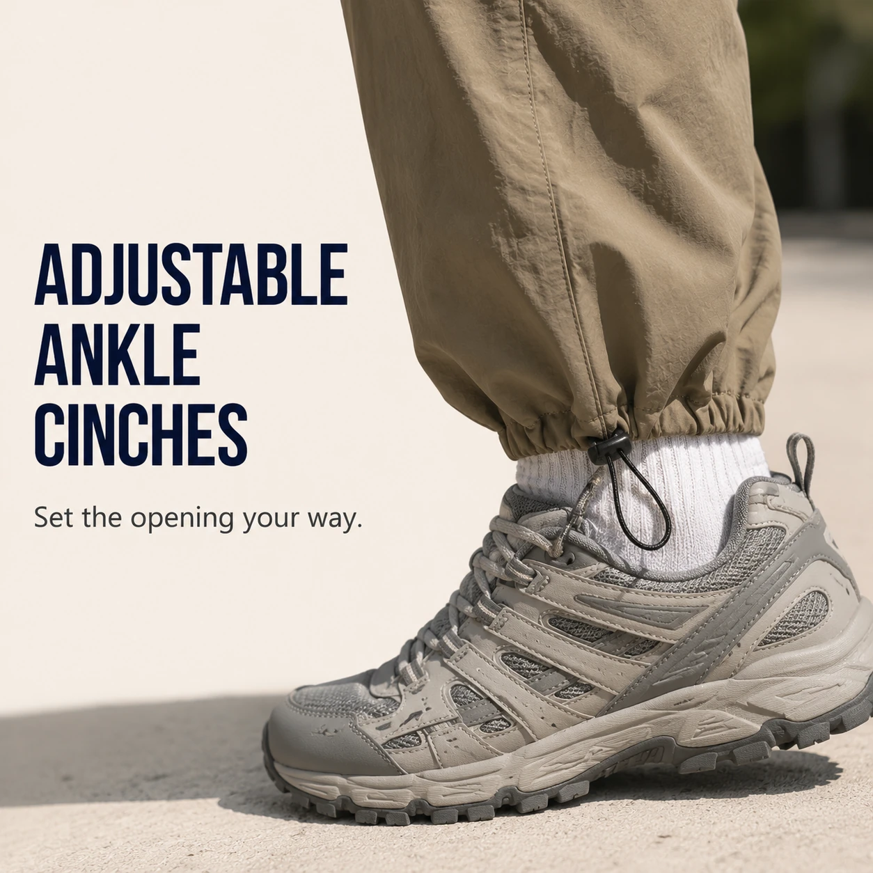 Adjustable ankle-cinch detail