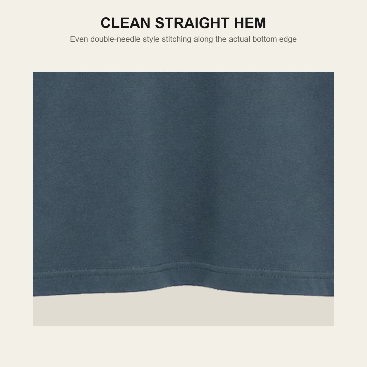 Clean straight hem stitching