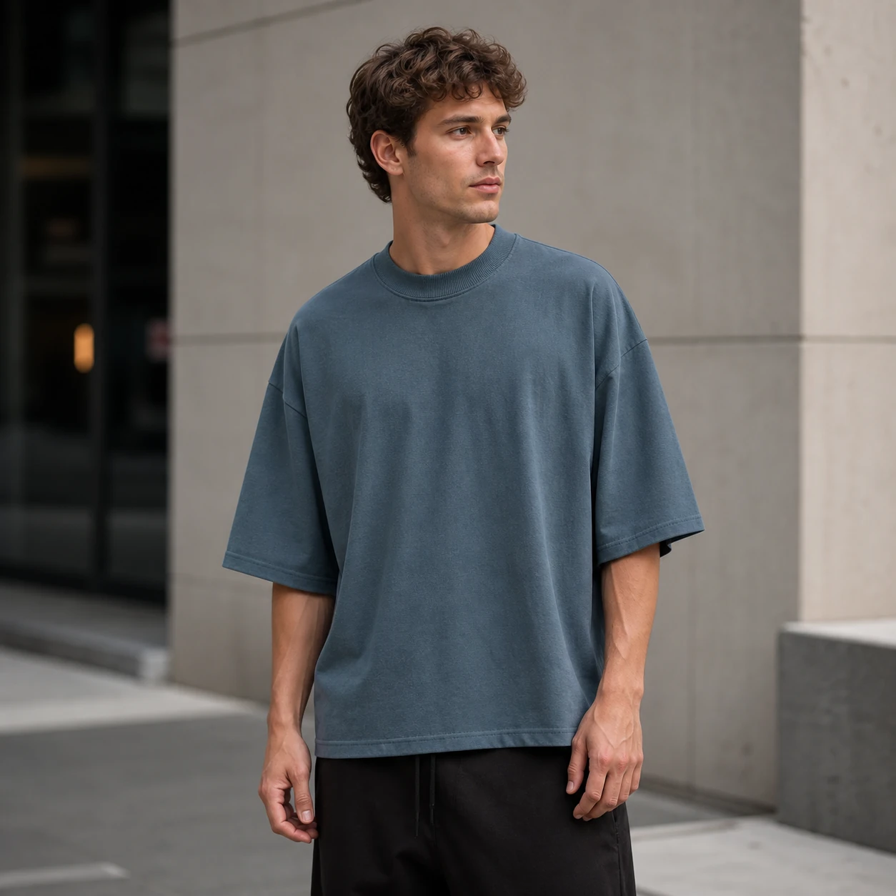 Slate Blue Max Heavyweight cropped oversized T-shirt main cover