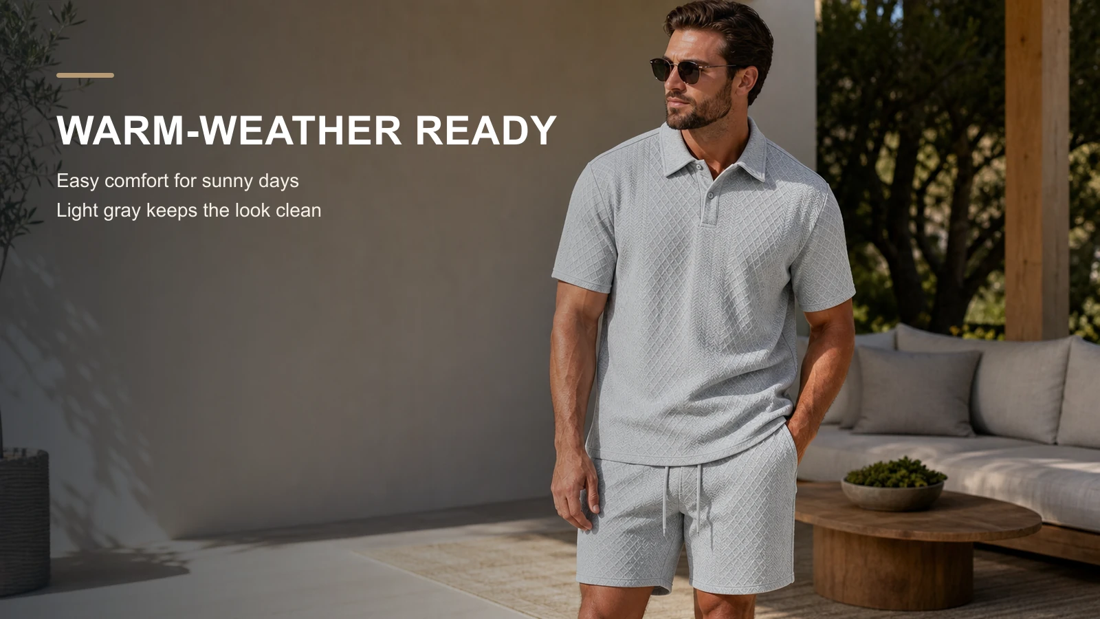 Men's polo and drawstring shorts image 14
