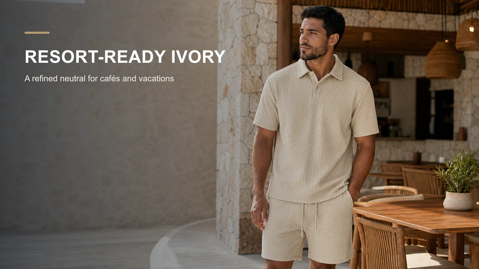 Men's polo and drawstring shorts image 16