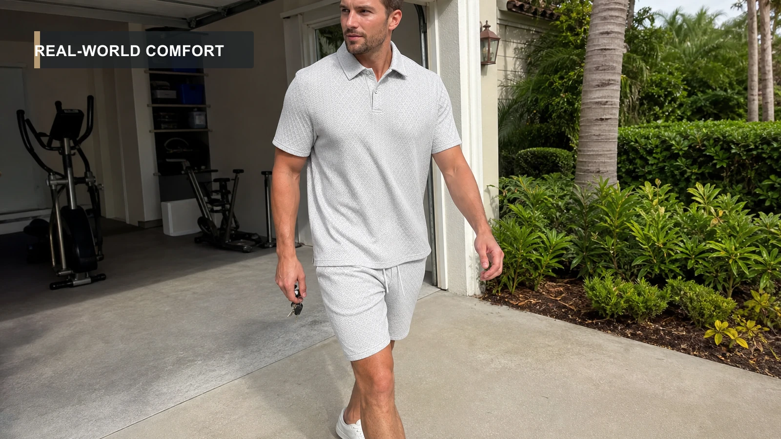 Men's polo and drawstring shorts image 25