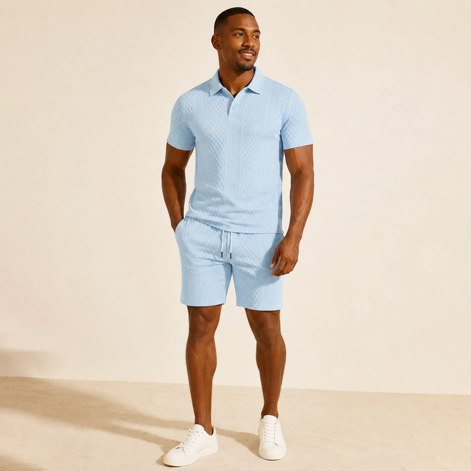 Men's polo and drawstring shorts image 1