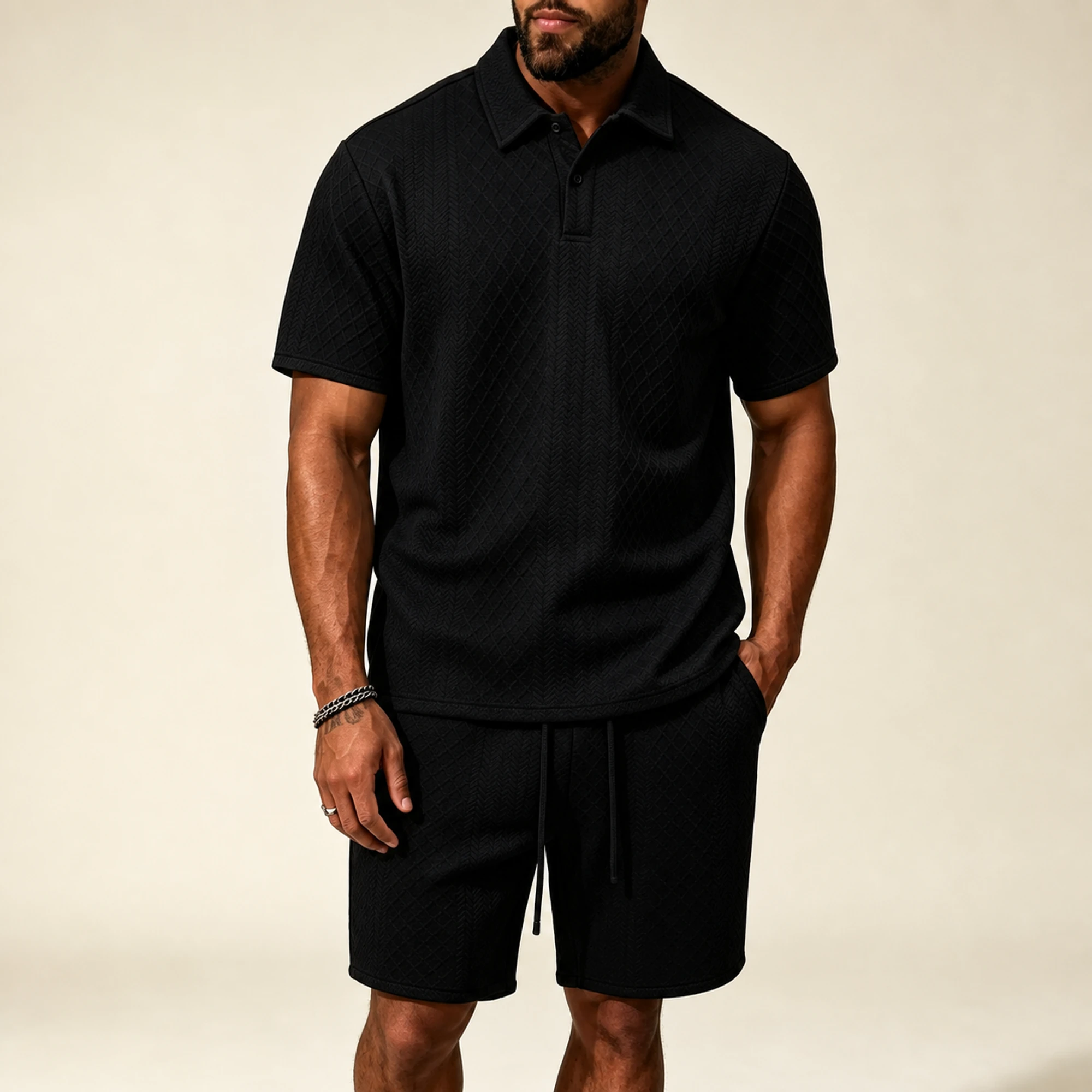 Men's polo and drawstring shorts image 3