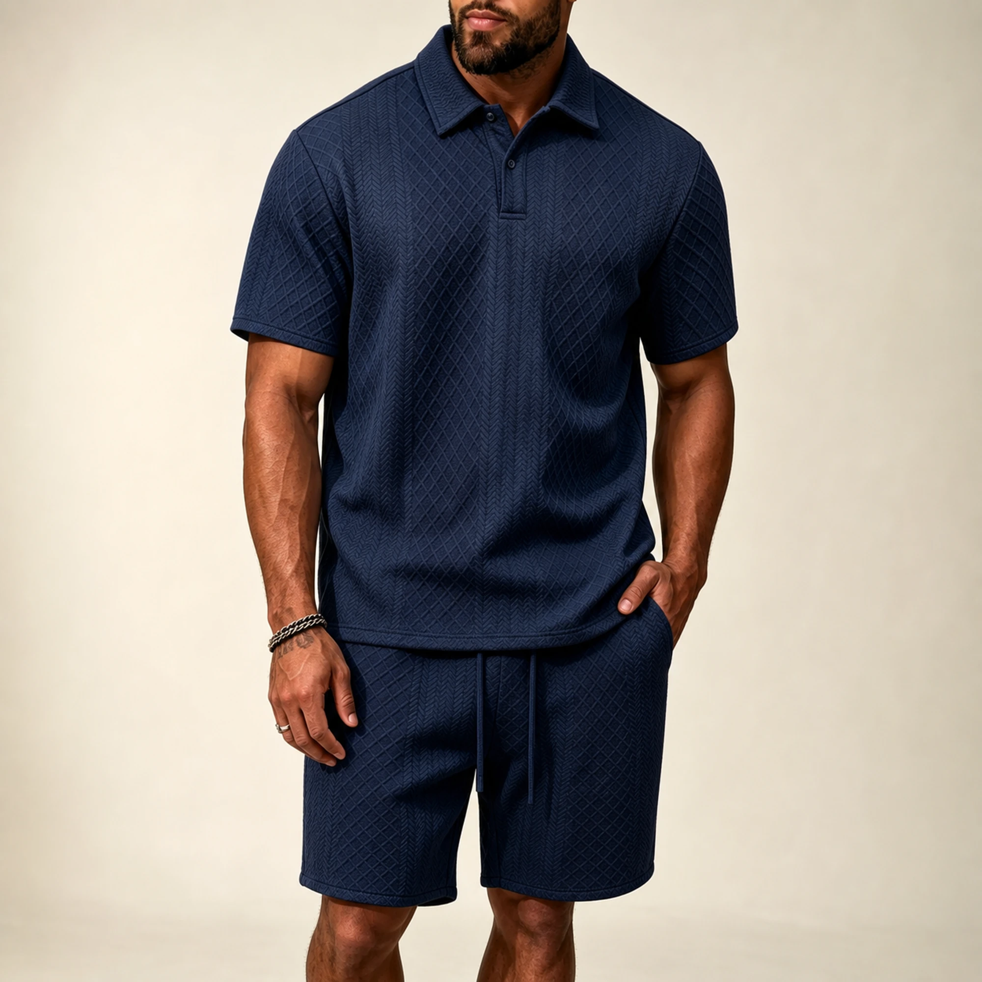 Men's polo and drawstring shorts image 4