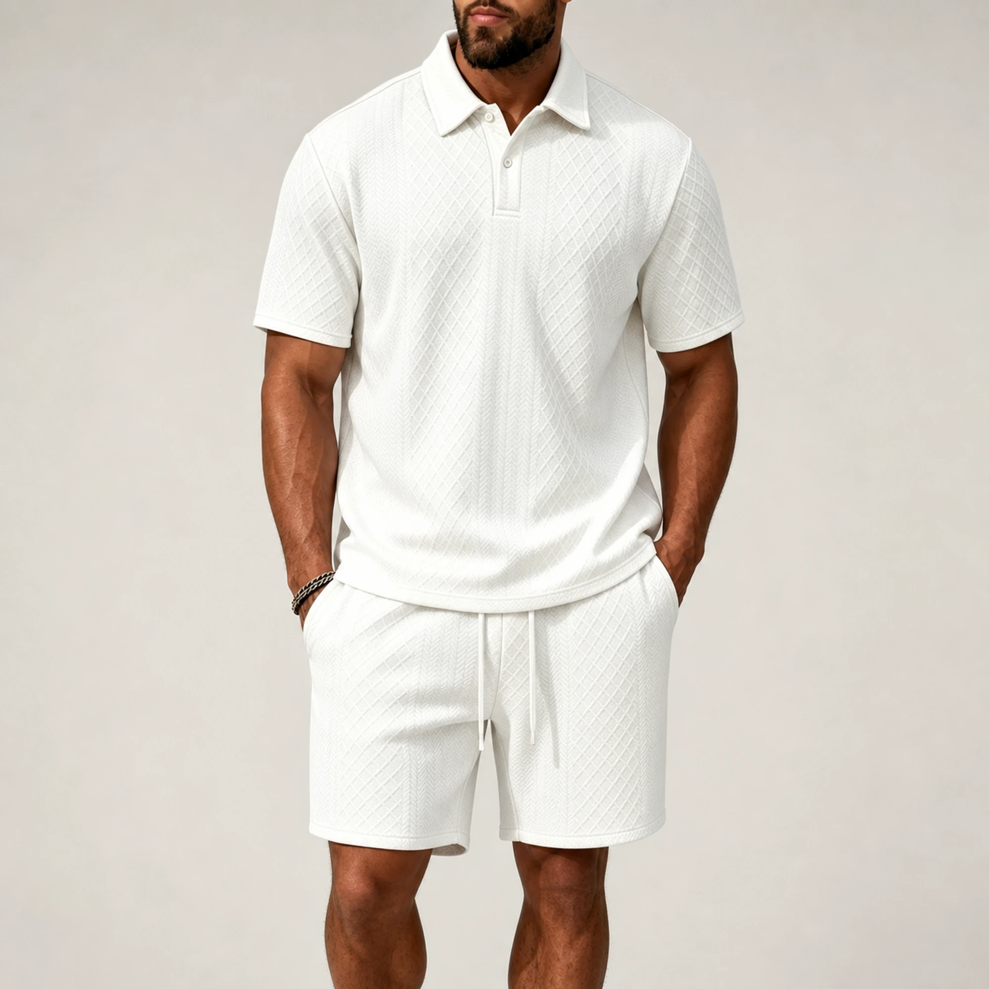 Men's polo and drawstring shorts image 5