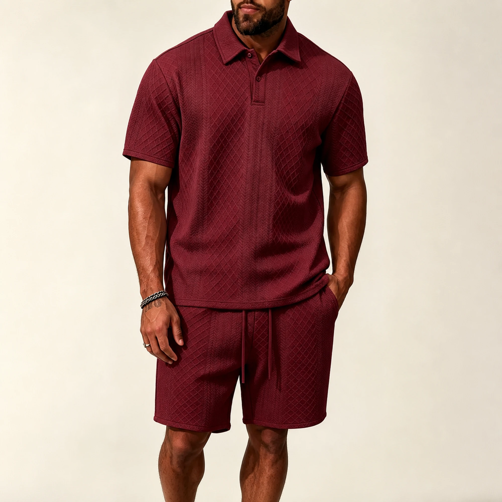 Men's polo and drawstring shorts image 6