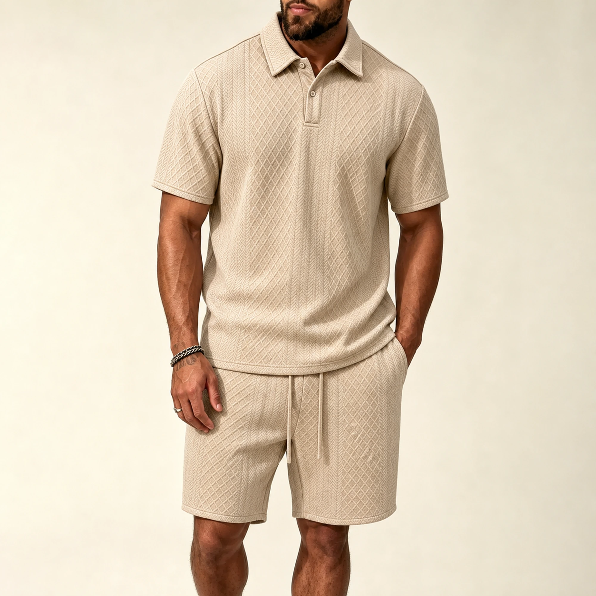 Men's polo and drawstring shorts image 7