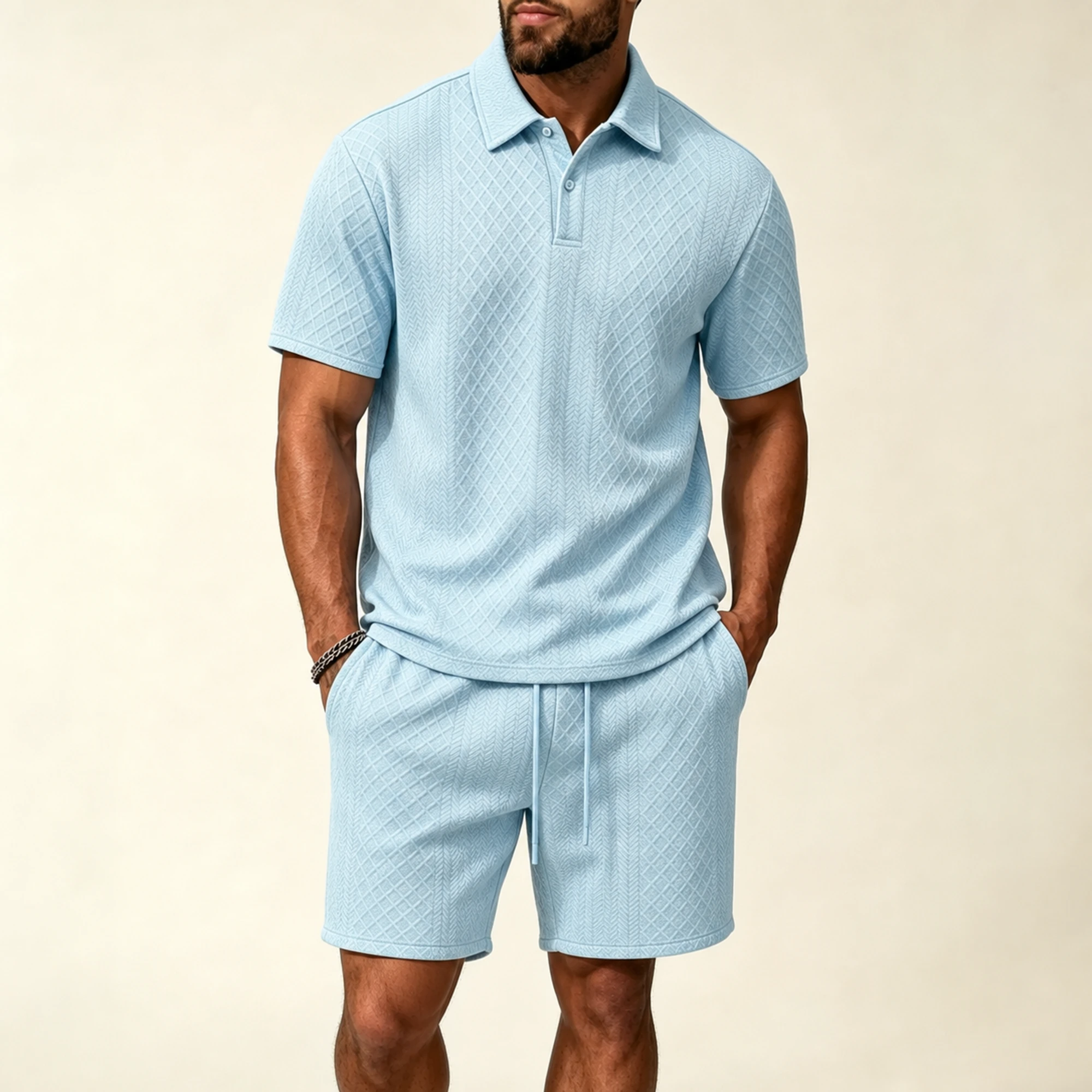 Men's polo and drawstring shorts image 9