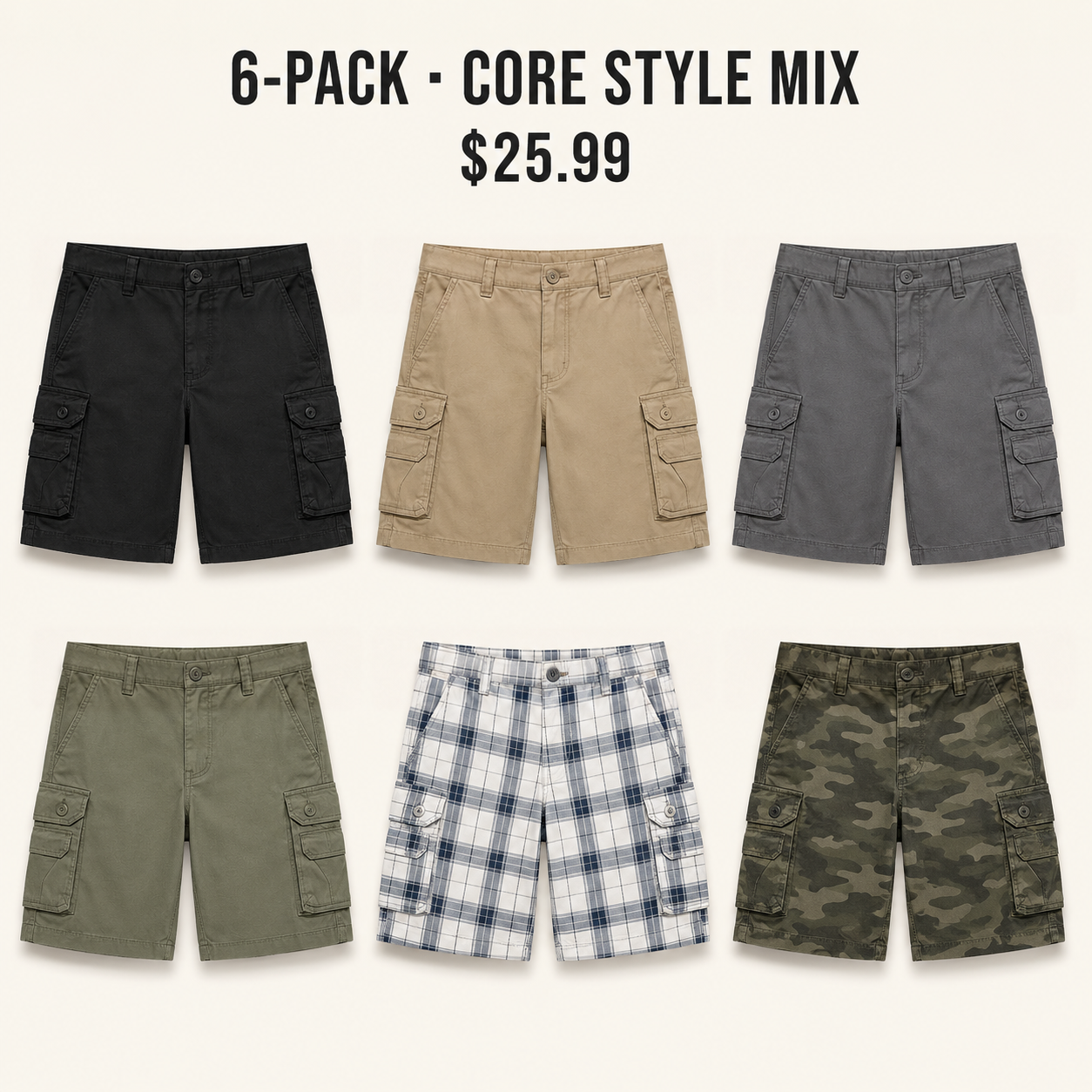 Six-pack Core Style Mix cargo shorts