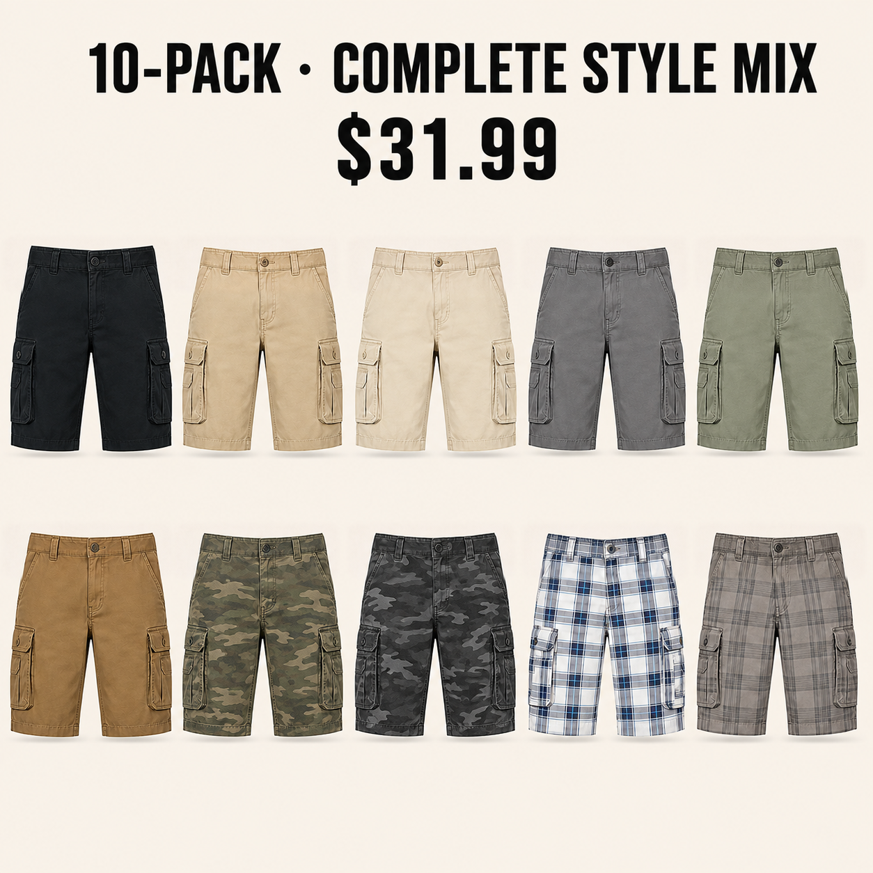 Ten-pack Complete Style Mix cargo shorts