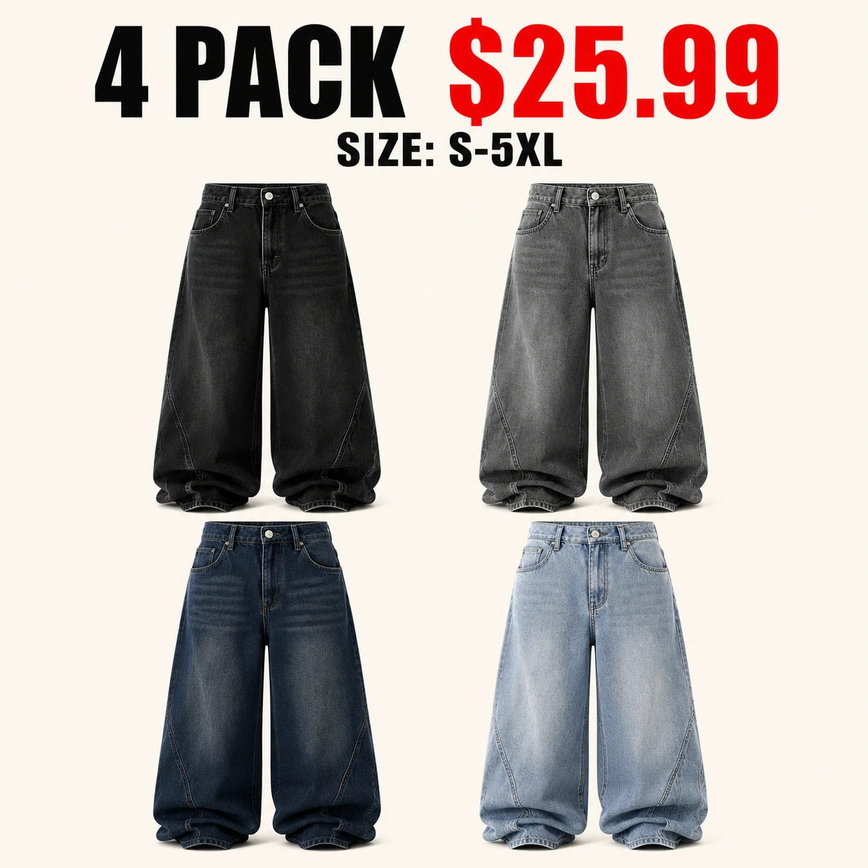 Four-pack Essential Mix jeans