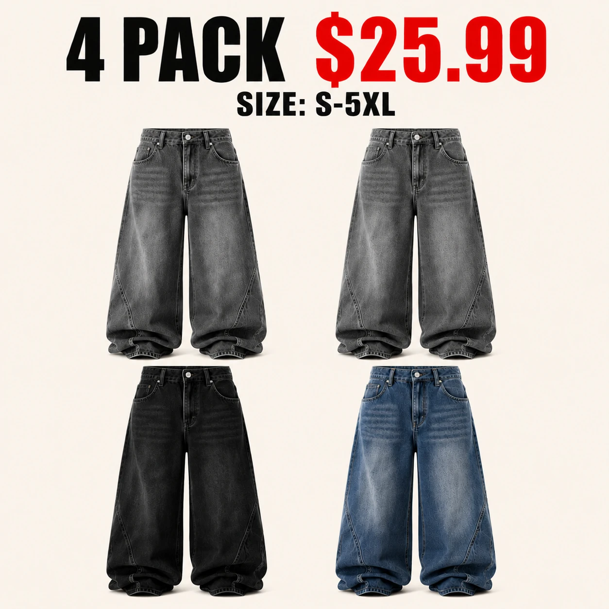 Four-pack Street Neutral jeans