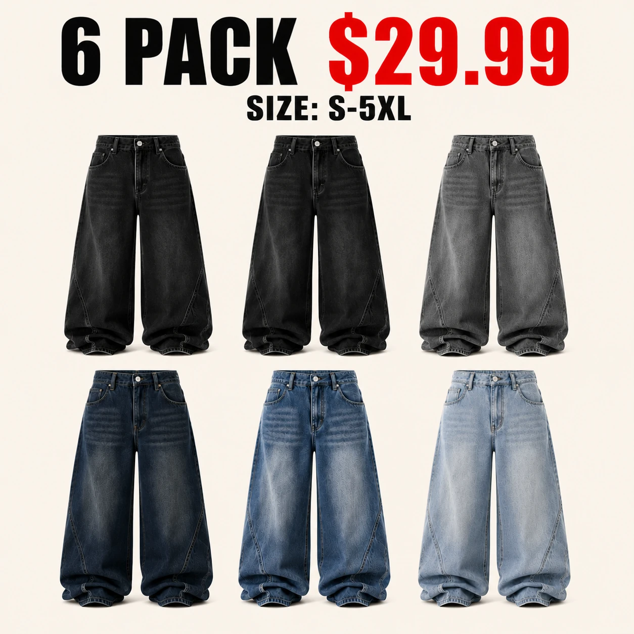 Six-pack Five Wash Mix jeans