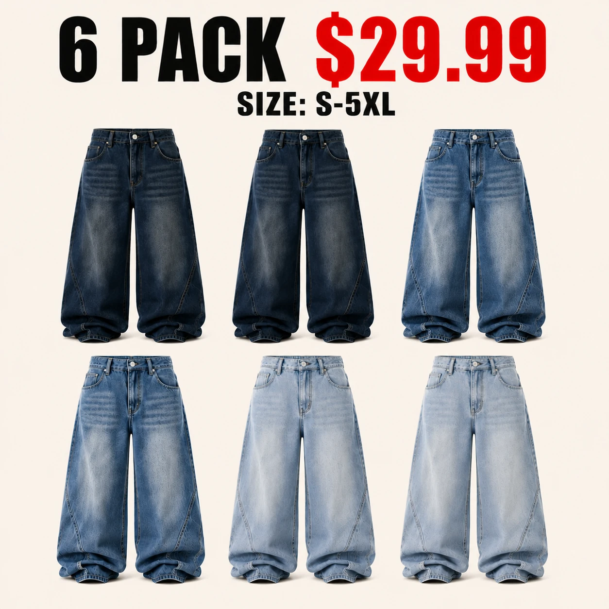 Six-pack Blue Wash jeans