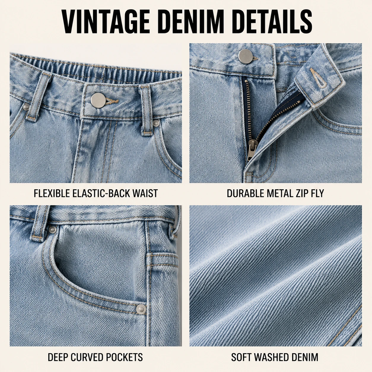 Vintage denim construction details