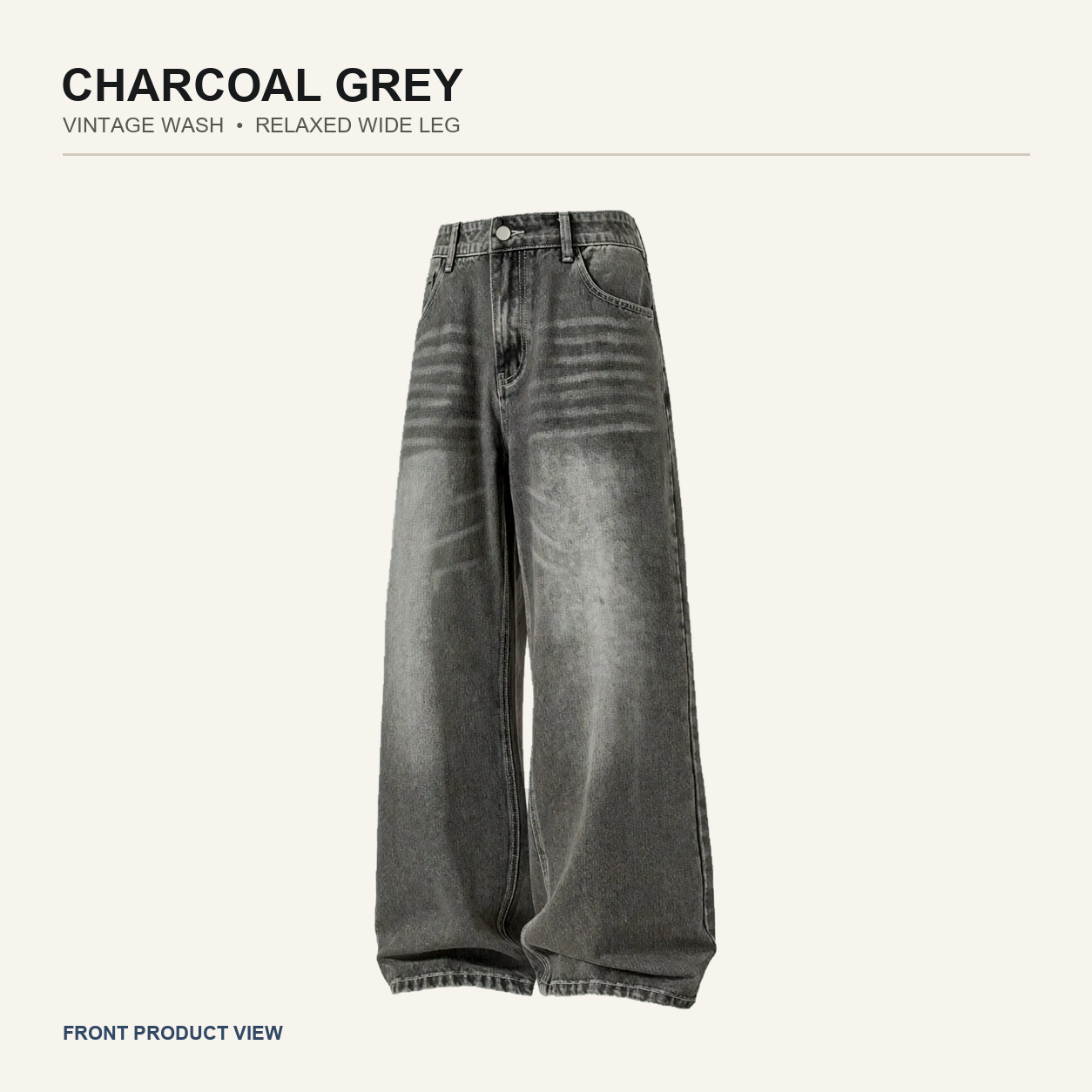 Charcoal Grey Wash wide-leg jeans