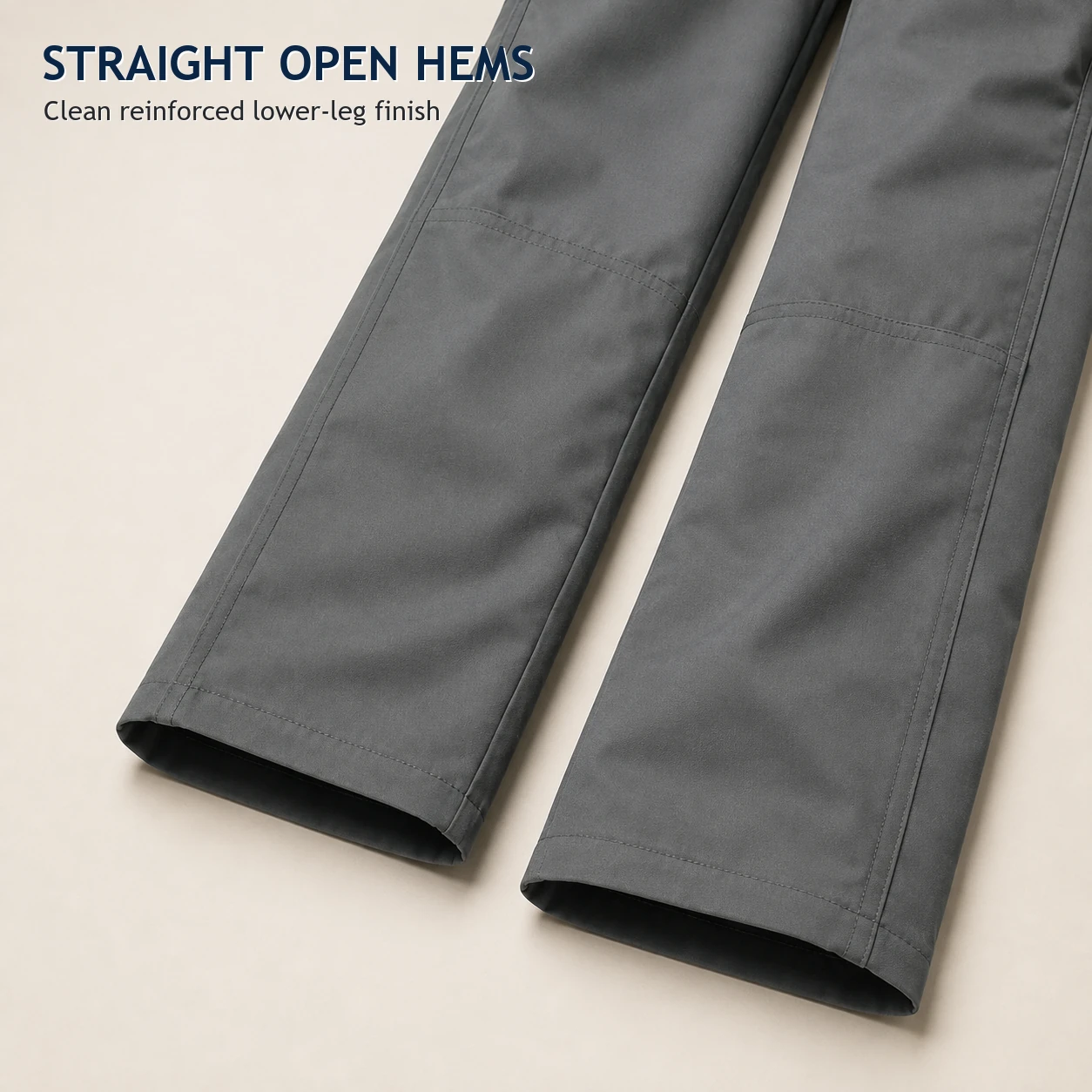 Straight open hem construction detail