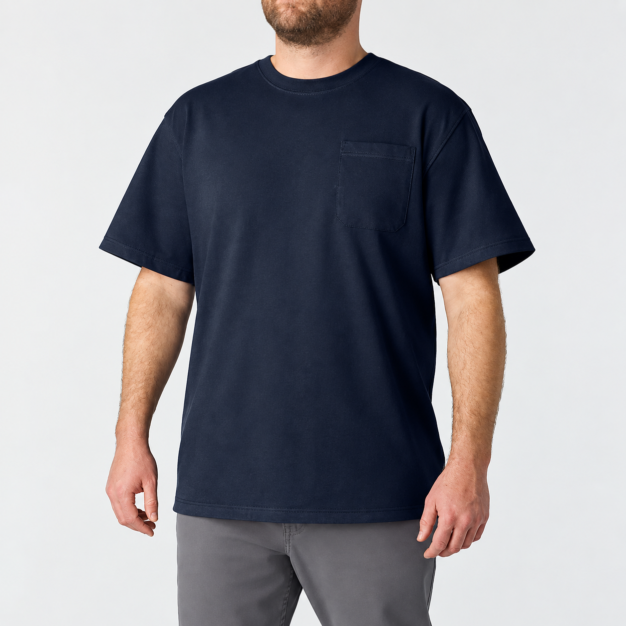Navy heavyweight pocket T-shirt